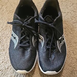 Saucony Black Mesh Sneakers with White Details